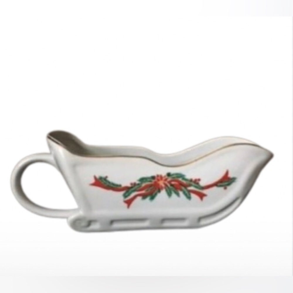 Poinsettia and Ribbons Gravy Boat